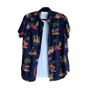 Free Planet Hawaiian Christmas Button‎ Up Shirt Mens S Bundle